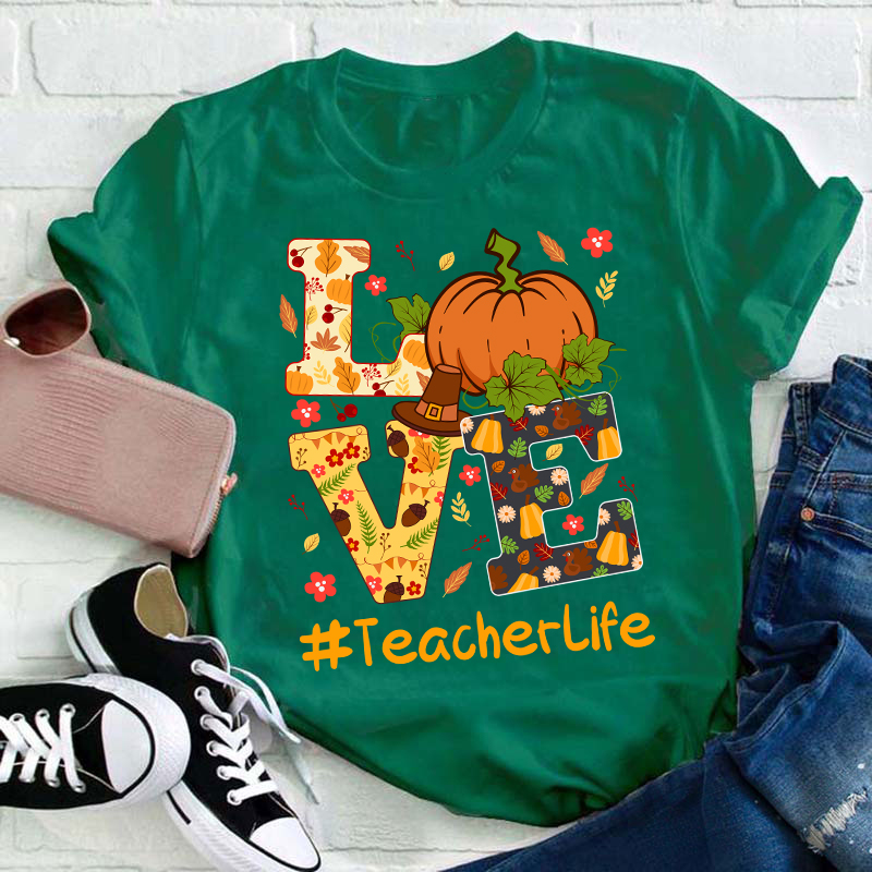 Love Autumn Love Teacherlife Teacher T-Shirt