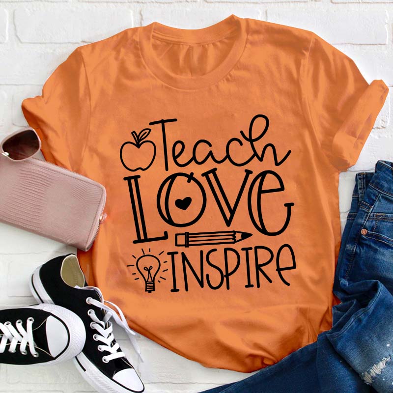 Teach Love Inspire Stick Figure Teacher T-Shirt