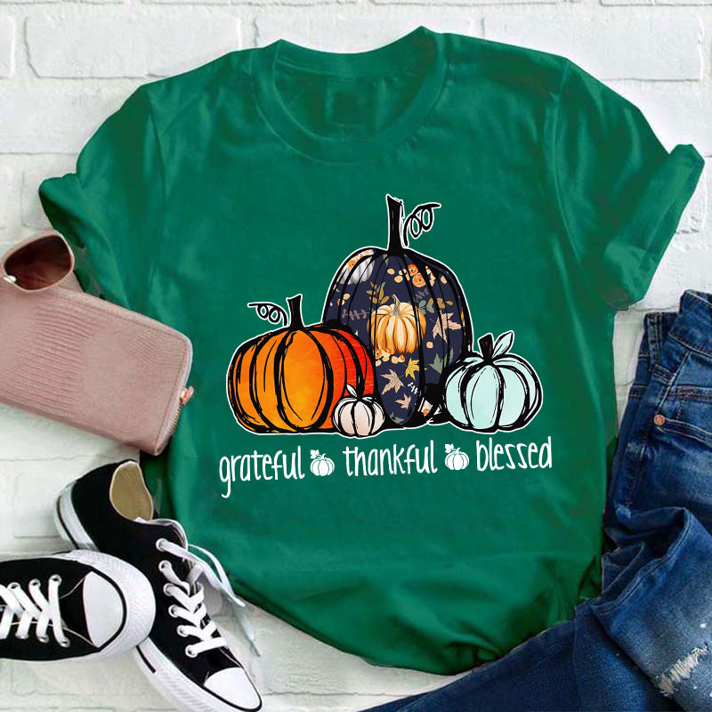 Grateful Thankful Blessed Teacher T-Shirt
