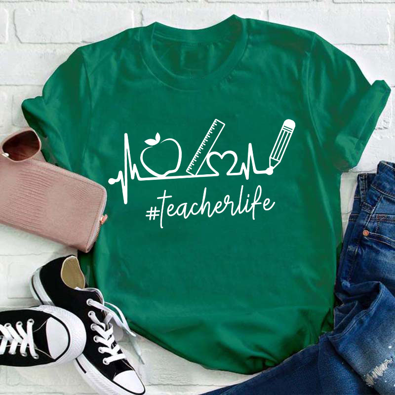 Teacherlife Heartbeat Teacher T-Shirt