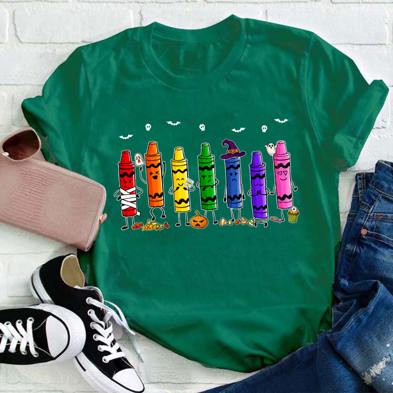 Mood Crayons Halloween Teacher T-Shirt