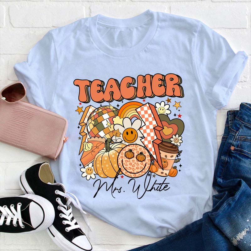 Personalized Name Fall Teacher Life Teacher T-Shirt