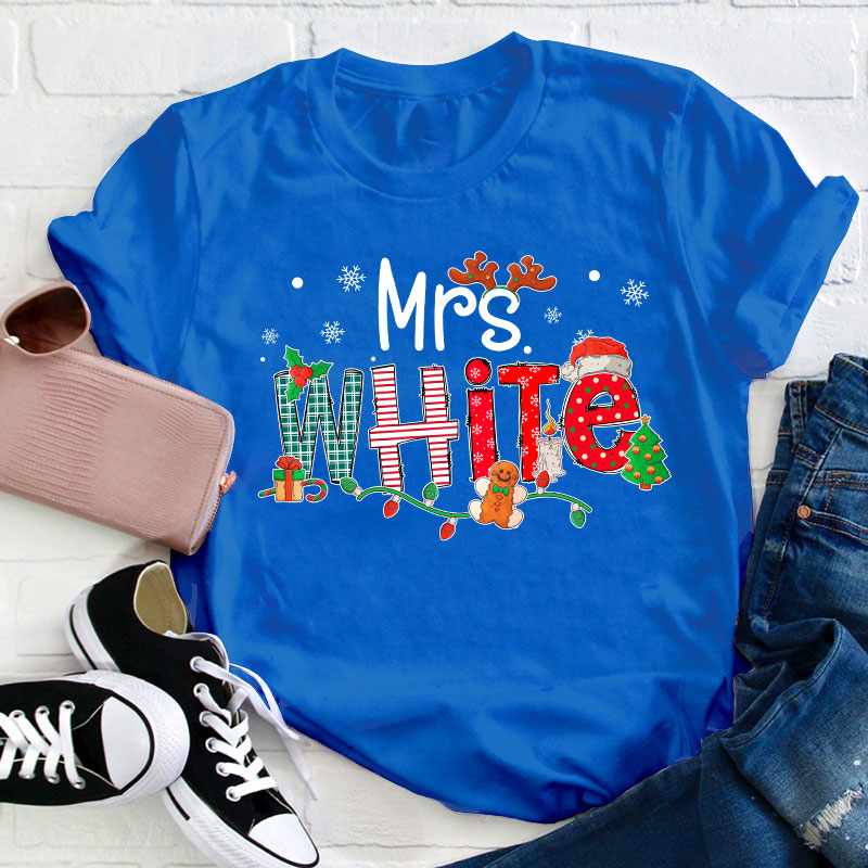 Personalized Teacher Name Christmas Teacher T-Shirt