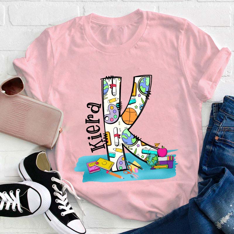 Personalized Large Collection Of Stationery Supplies Teacher T-Shirt