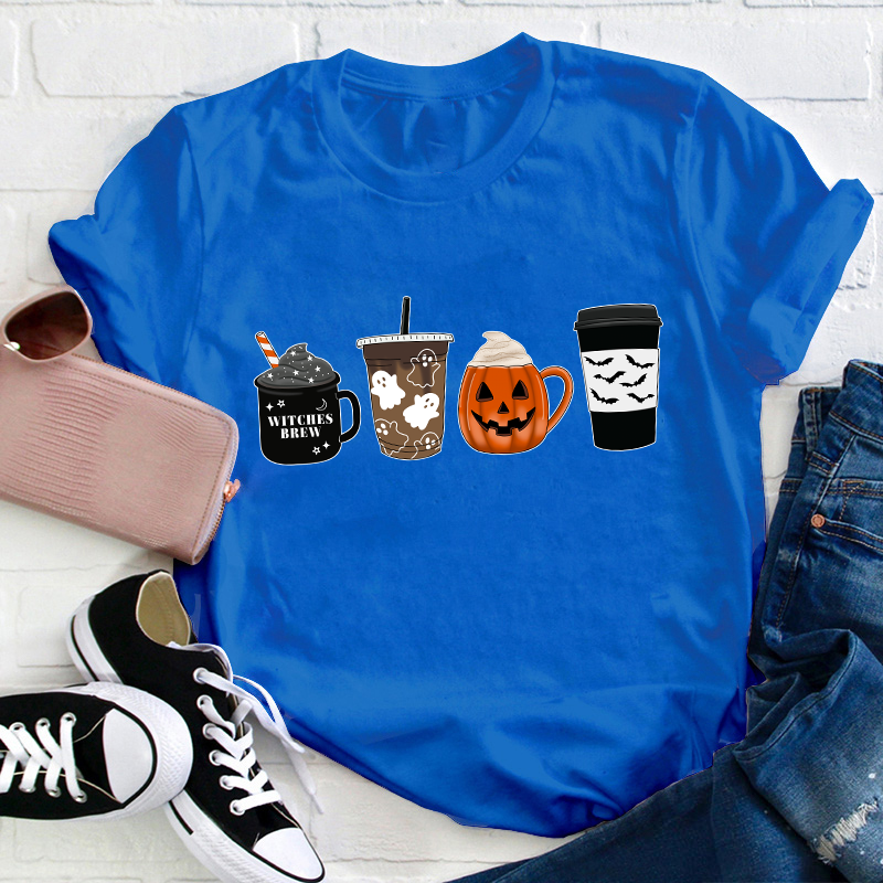 Halloween Fall Coffee Teacher T-Shirt