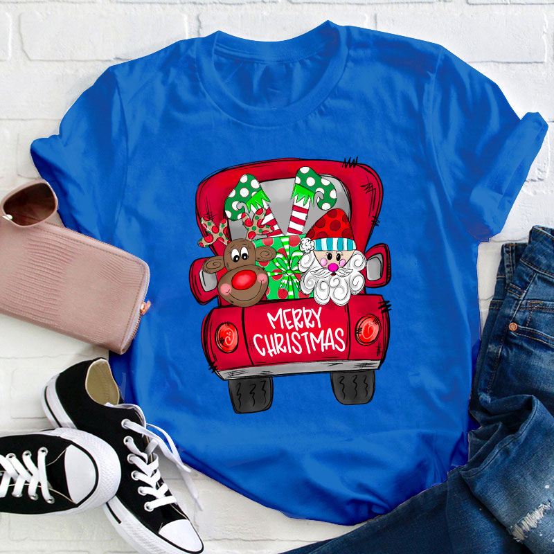 Merry Christmas Truck Teacher T-Shirt