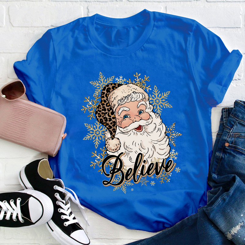 Ho Ho Ho Believe Christmas Teacher T-Shirt