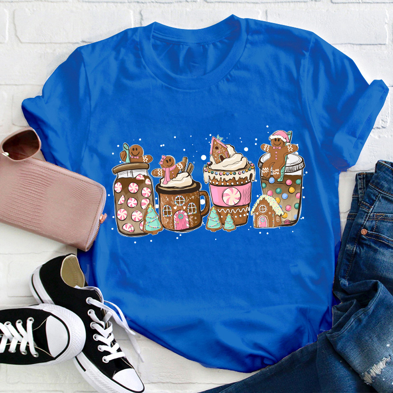 Gingerbread Christmas Coffee Christmas Teacher T-Shirt