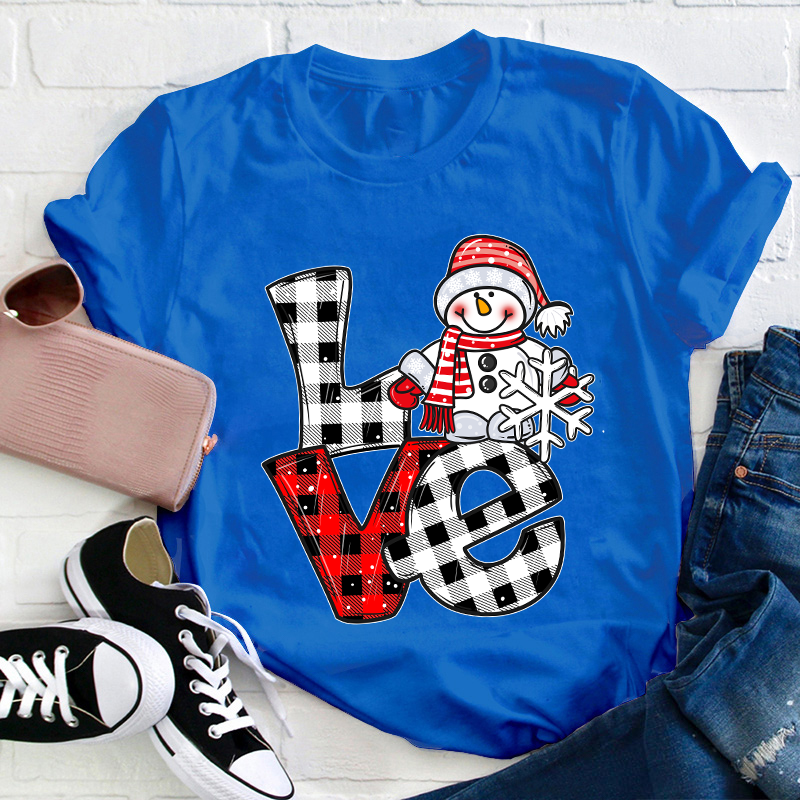 Love Cute Snowman Teacher T-Shirt