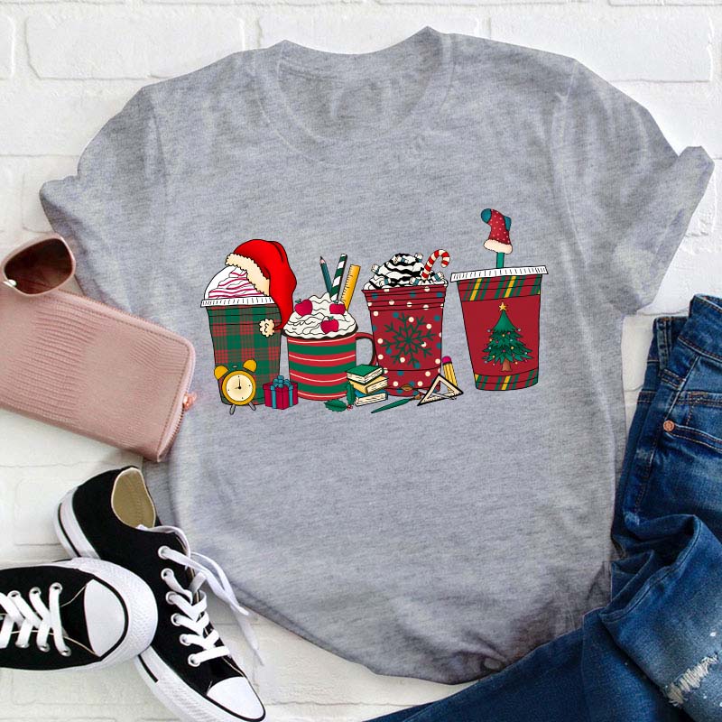 Cute Christmas Coffee Teacher T-Shirt