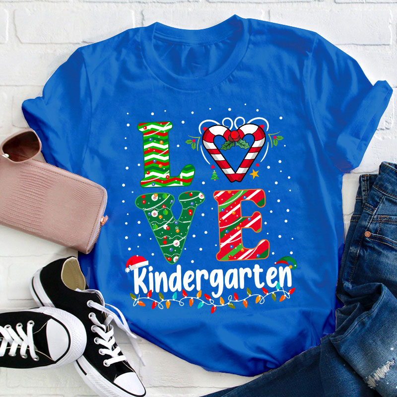 Personalized Grade Love Christmas Teacher T-Shirt