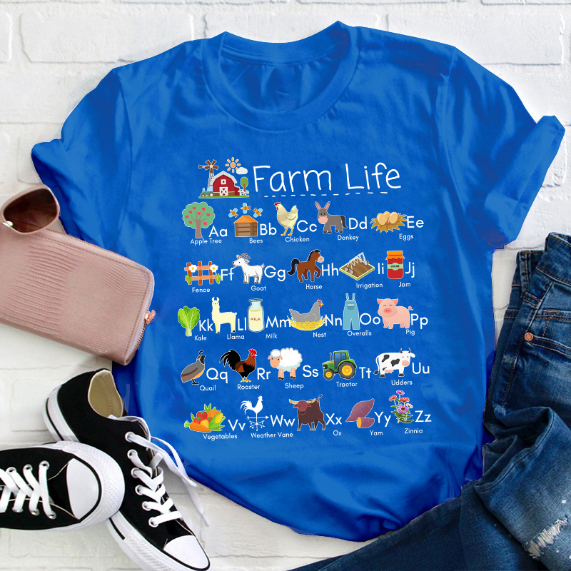 Farm Life Alphabet Teacher T-Shirt