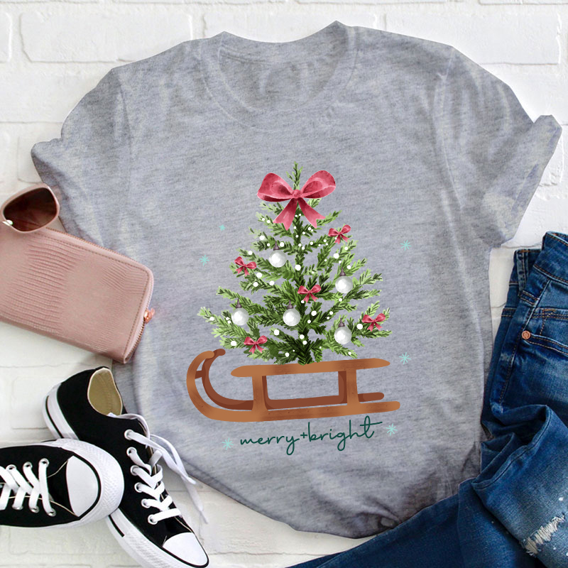 Merry And Bright Teacher T-Shirt