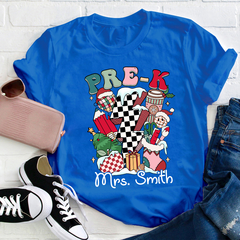 Personalized Decorated For Christmas Teacher T-Shirt