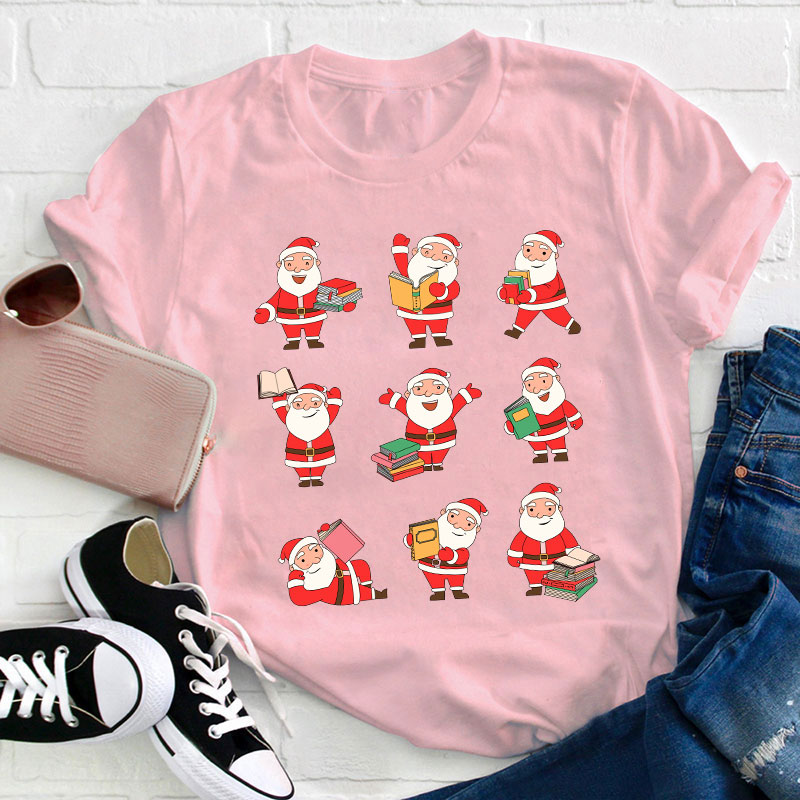 Reading Santa Claus Teacher T-Shirt