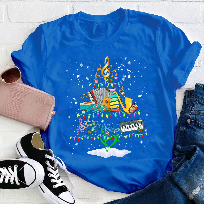 Christmas Music Christmas Tree Teacher T-Shirt