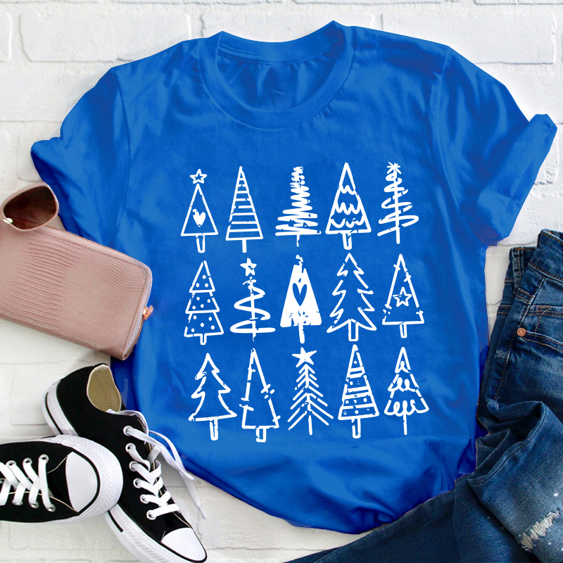 Assorted Christmas Trees Teacher T-Shirt