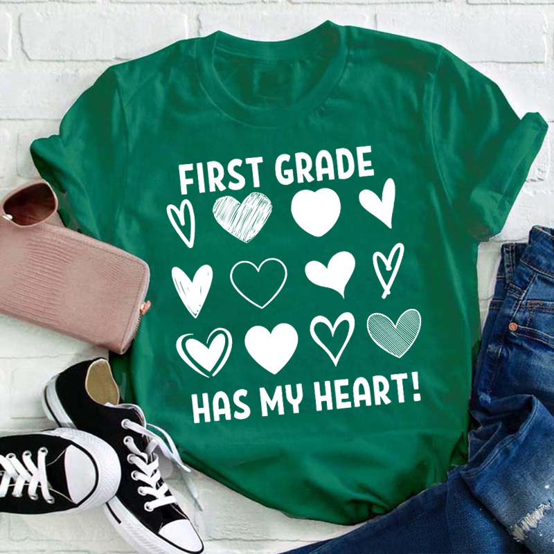 Personalized Grade Has My Heart Teacher T-Shirt