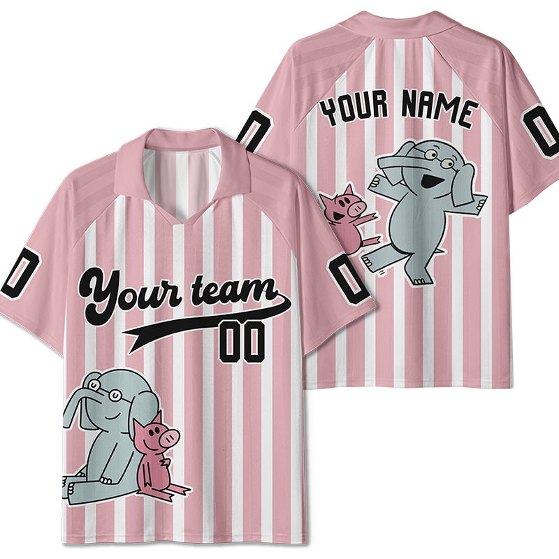 Personalized Team Name And Number Cute Piggy Pink Teacher Collar Jersey