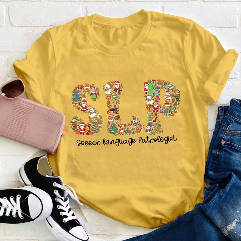 Speech Language Pathologist Christmas Element Teacher T-Shirt