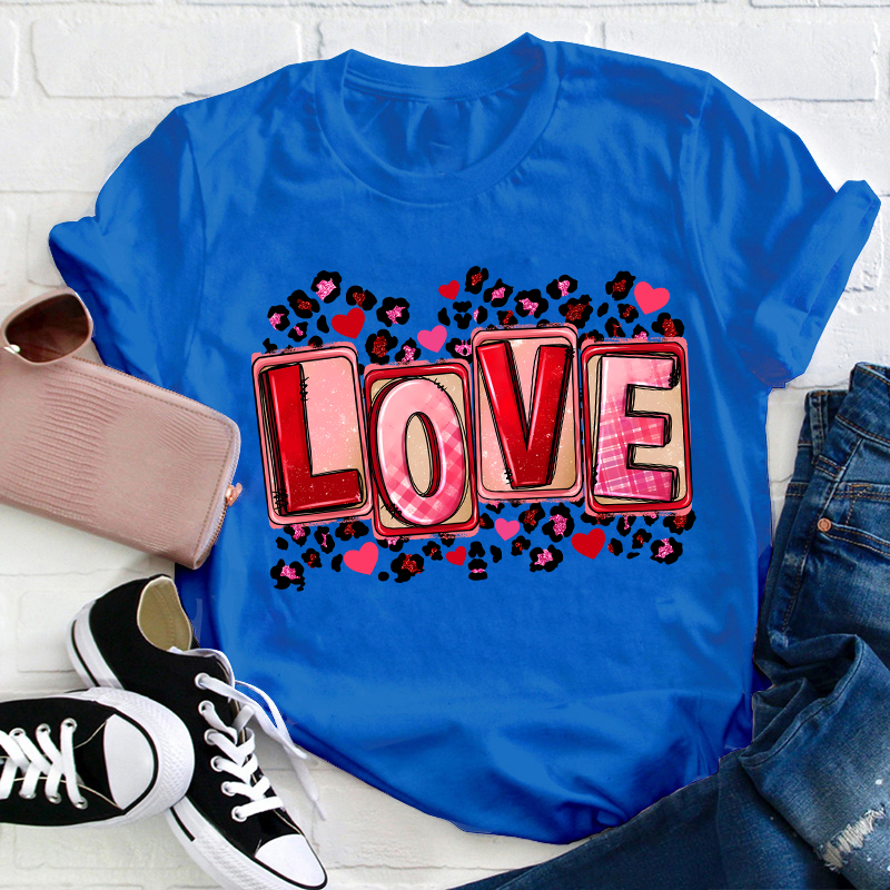 Pink Leopard Love Teacher T-Shirt