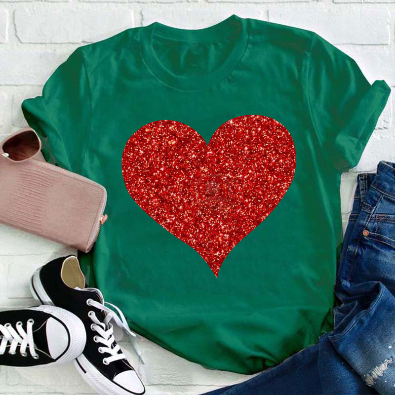 Glitter Heart Teacher T-Shirt