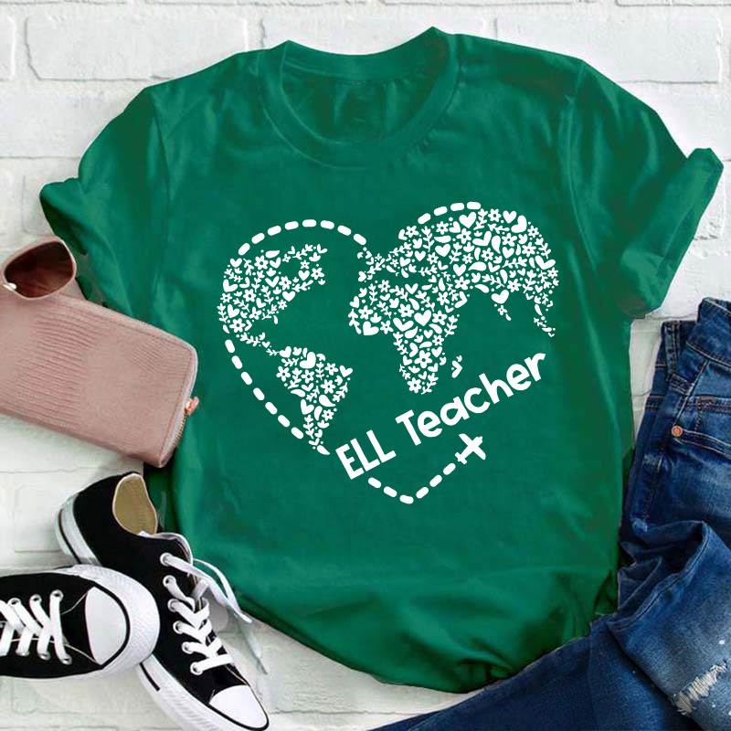 Ell Cute Heart Shape Teacher T-Shirt