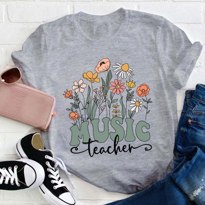 Personalized Wildflower Teacher T-Shirt