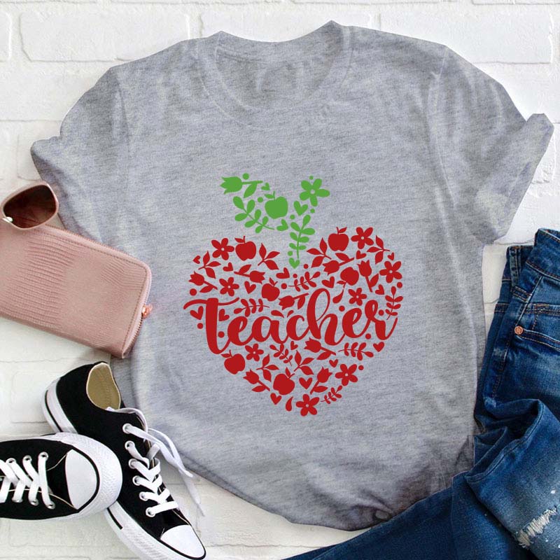 Apple Heart Teacher T-Shirt