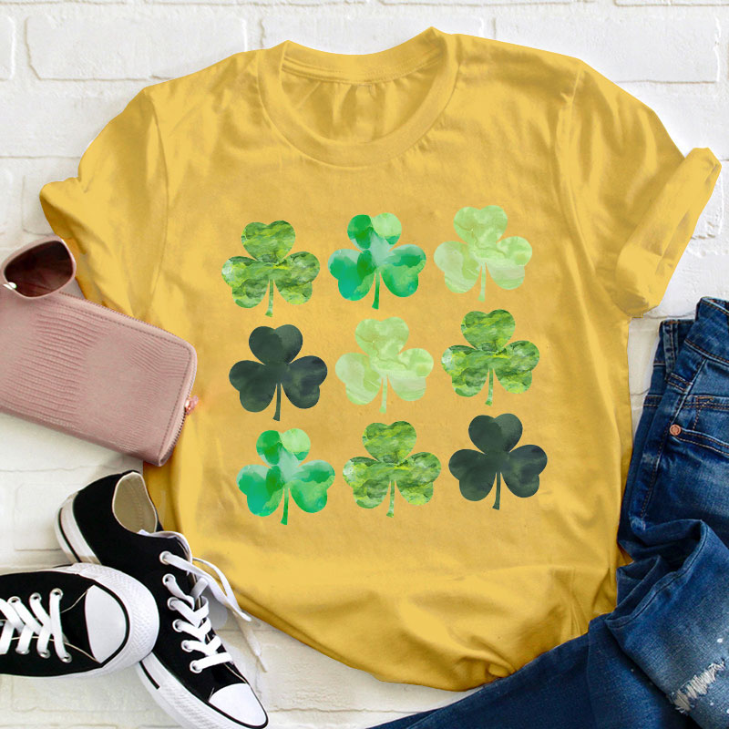 Watercolor Clover Teacher T-Shirt
