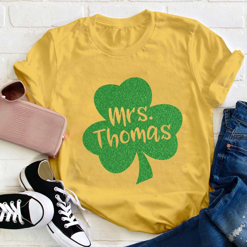Personalized Name Lucky Shamrock Teacher T-Shirt