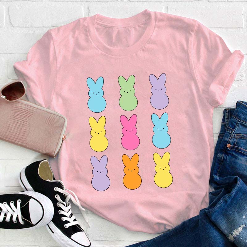 Colorful Easter Peeps Teacher T-Shirt
