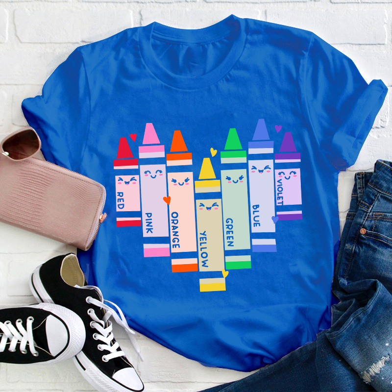 Colorful Crayons Heart Teacher T-Shirt