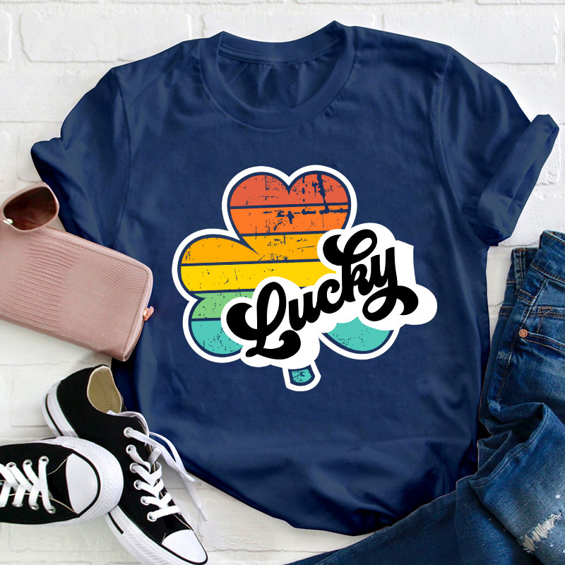 St. Patrick's Day Lucky Retro Teacher T-Shirt