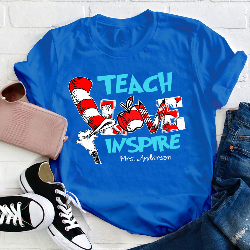 Personalized Teach Love Inspire Teacher T-Shirt
