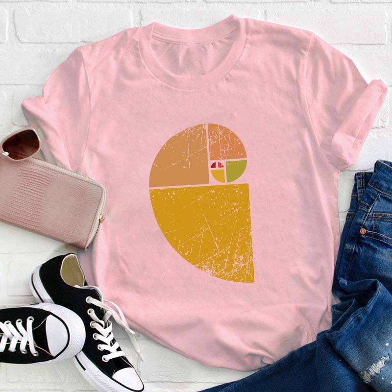 Vintage Fibonacci Spiral Science Golden Ratio Cool Math Teacher T-Shirt