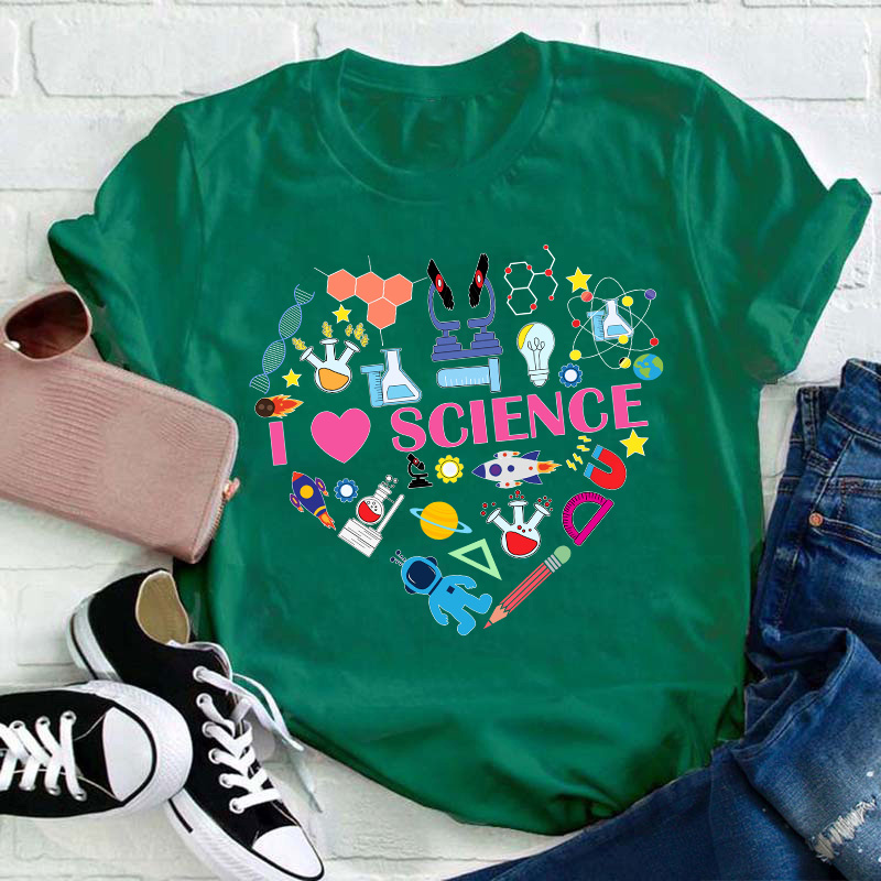 I Love Science Science Heart Teacher T-Shirt