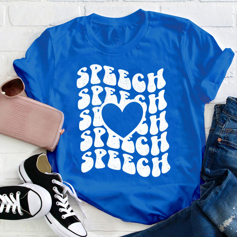 Speech Speech Love Heart Teacher T-Shirt