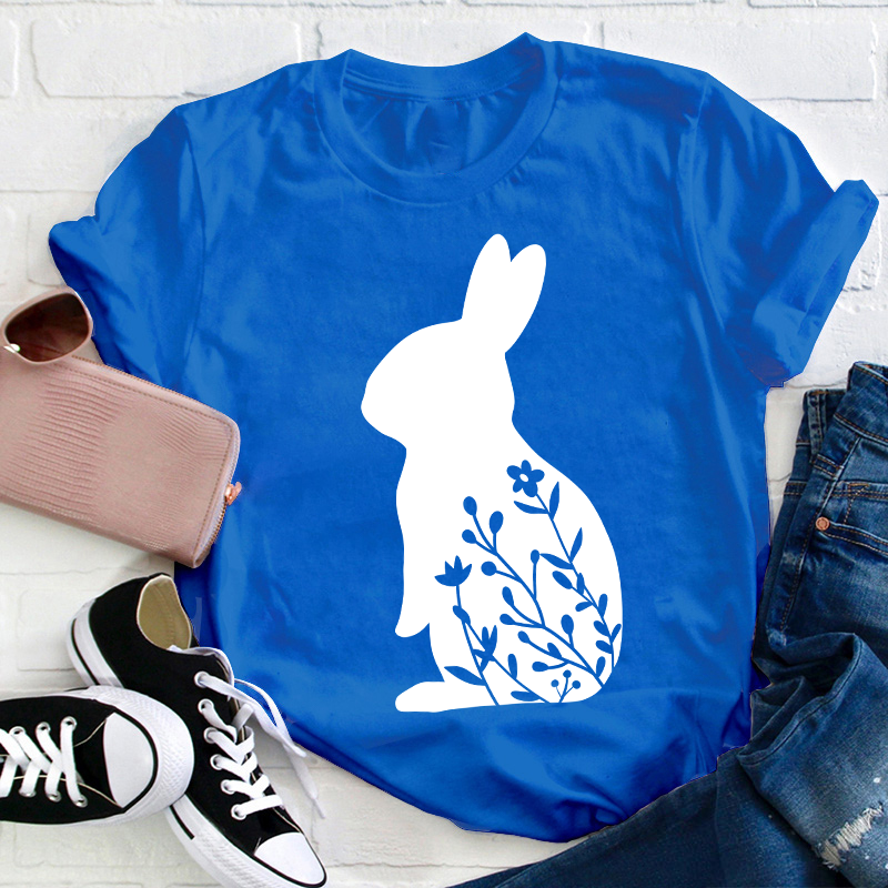 Floral Rabbit Teacher T-Shirt