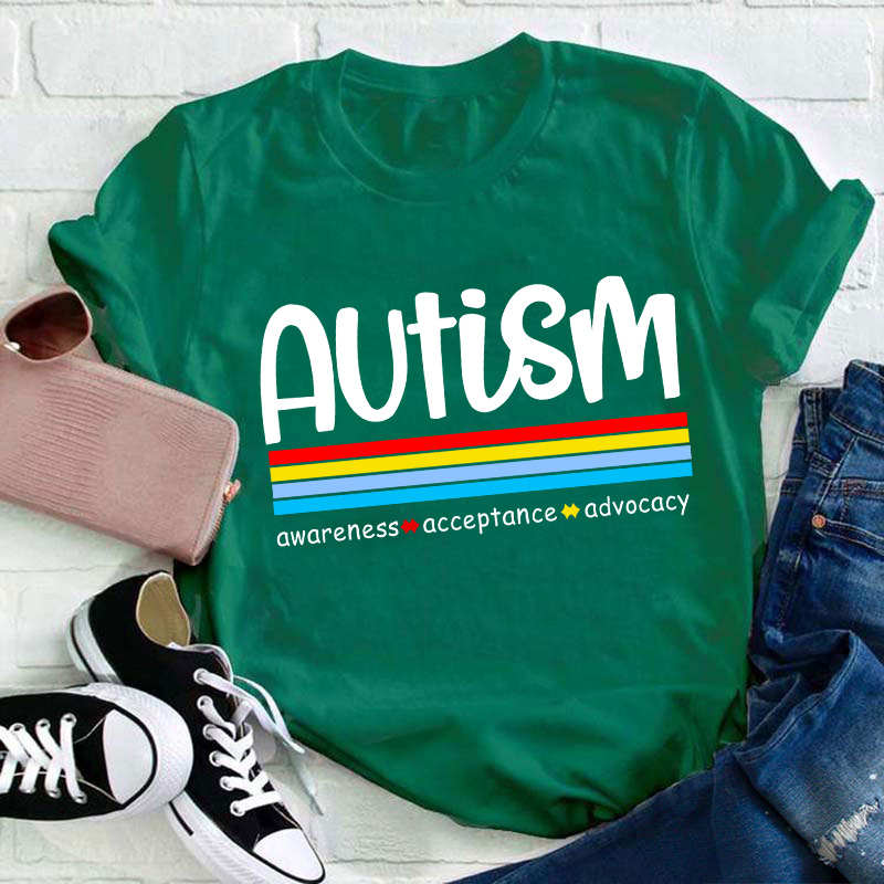 Autism Awareness Acceptance Advocacy Teacher T-Shirt