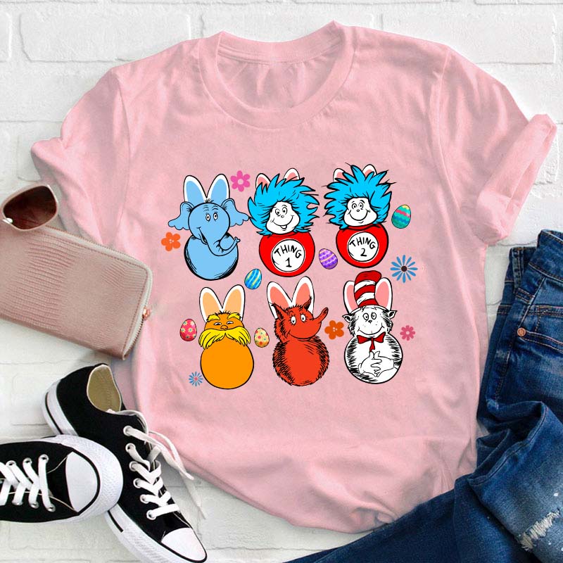 Easter Cartoon Bunny Teacher T-Shirt