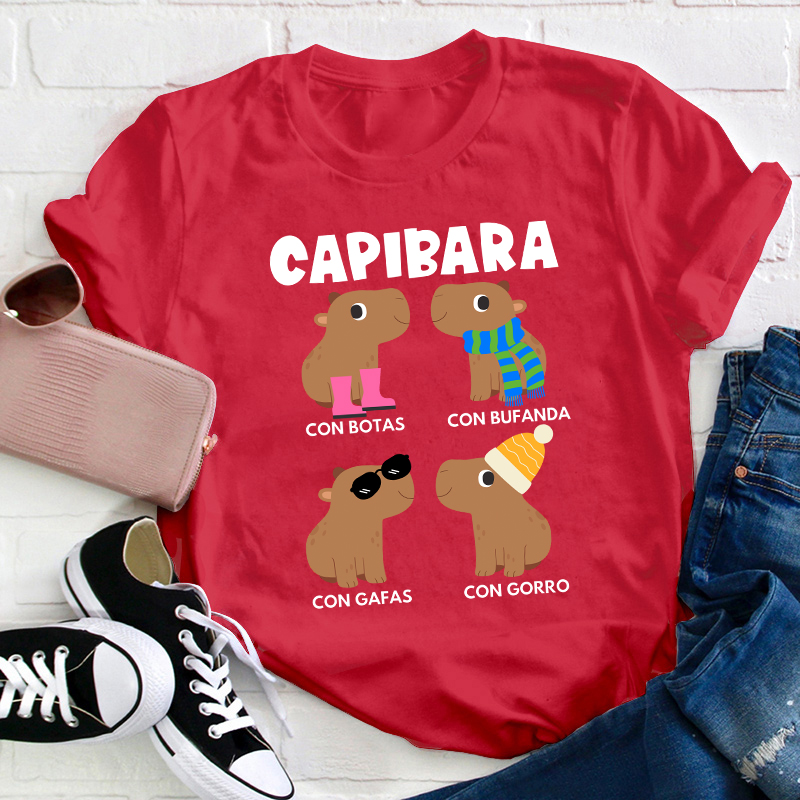 Funny Capybara Spanish Teacher T-Shirt