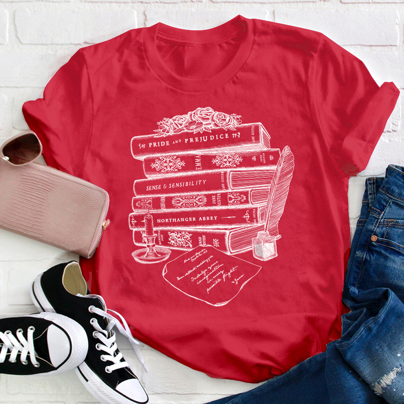 Jane Austen Book Collection Teacher T-Shirt