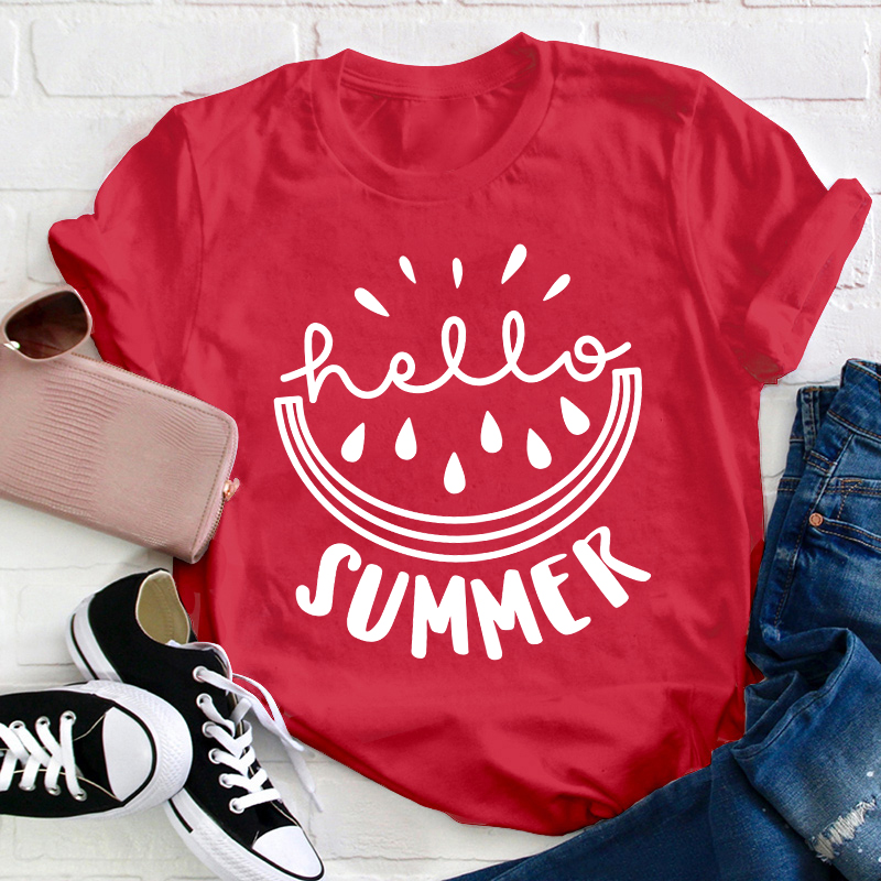 Watermelon Hello Summer Teacher T-Shirt