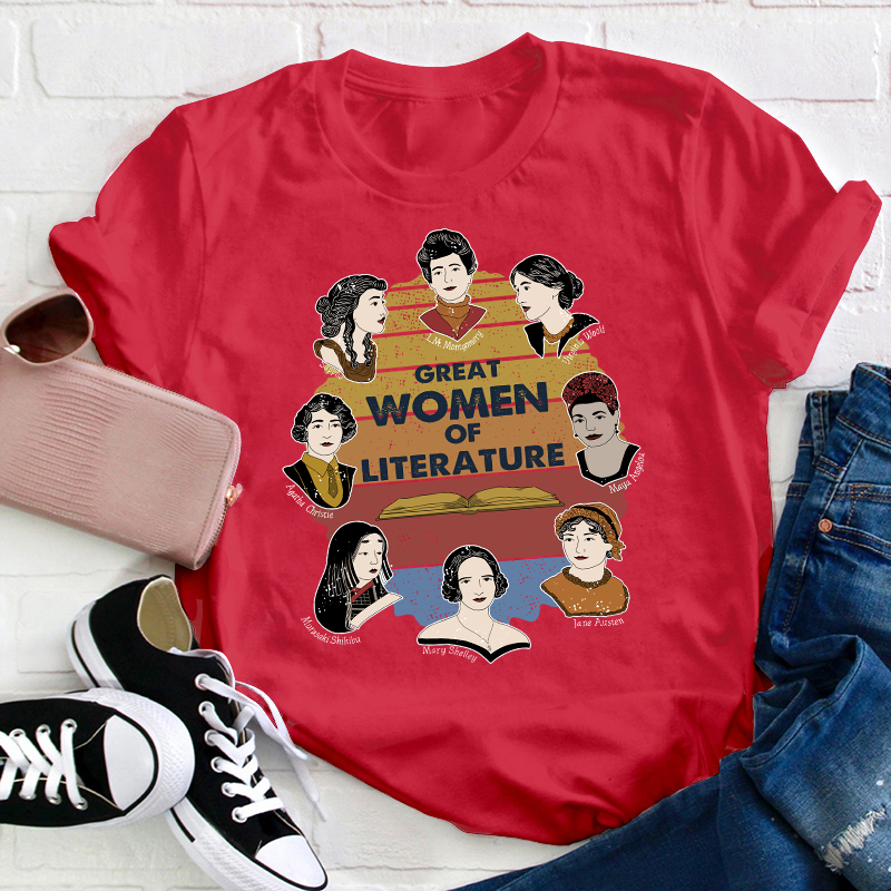 Retro Style Great Women Of Literature Teacher T-Shirt