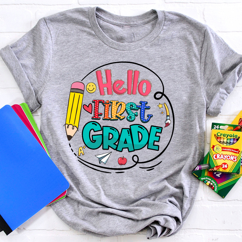 Personalized Hello Back to School Grade Teacher T-Shirt