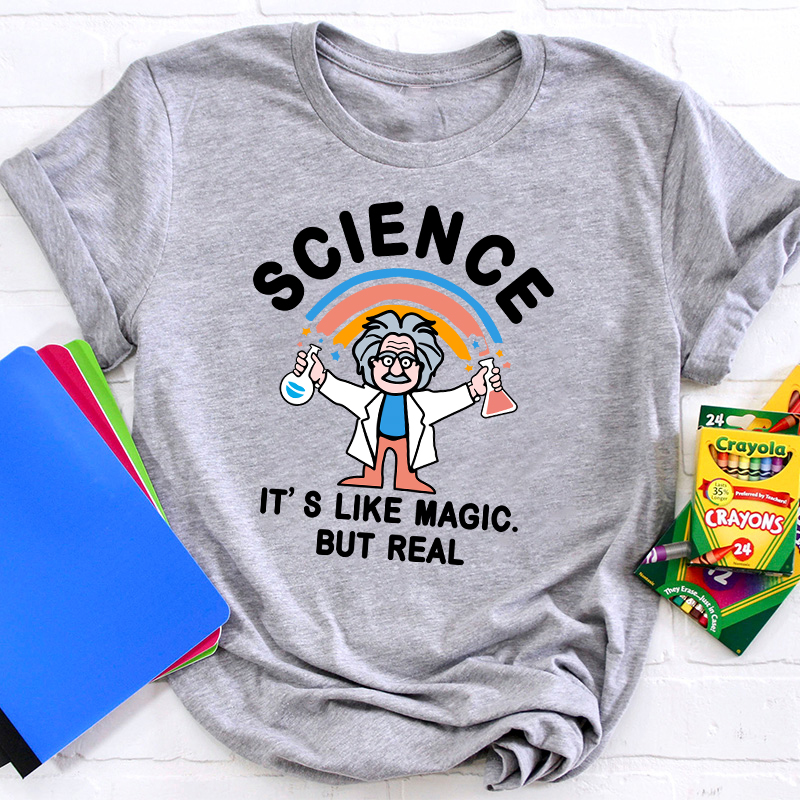 Rainbow Science It's Like Magic But Real Vintage Teacher T-Shirt