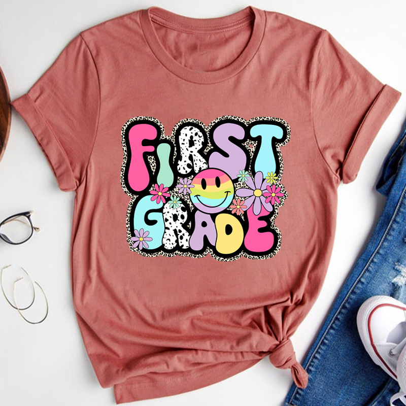 Personalized Round Bubble Colorful Letters Teacher T-Shirt