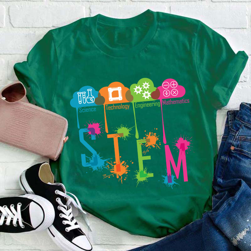 Color Splash Ink STEM Teacher T-Shirt