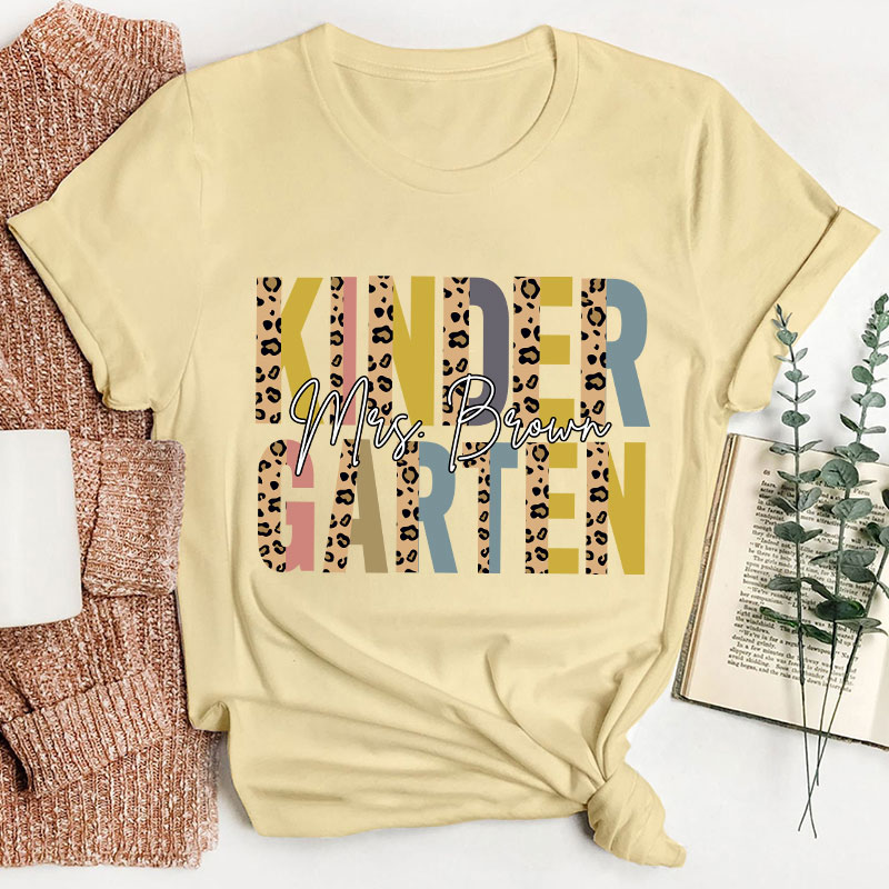 Personalized Comfort Color Leopard Teacher T-Shirt